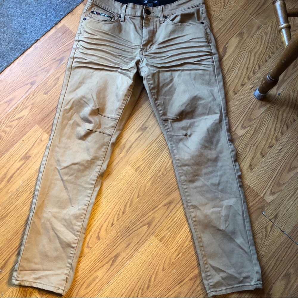 Slim Fit Khaki Fried Denim  Jeans - Tan